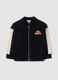 Cardigan nero in misto viscosa con zip e macchinina_0