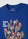 Blue pure cotton T-shirt with print, regular fit_5