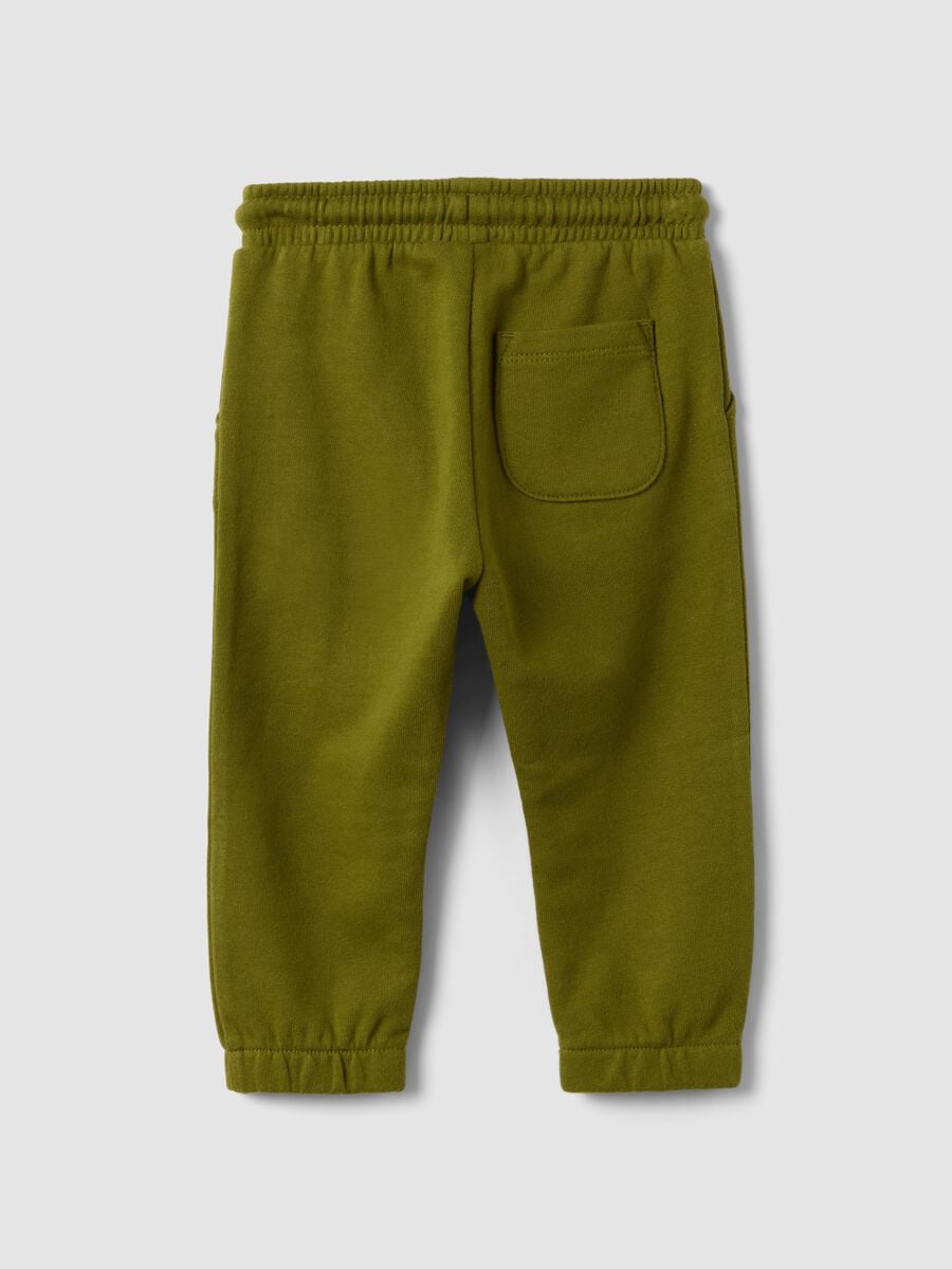 Pantaloni jogger verdi in puro cotone organico con coulisse per bimbo_1