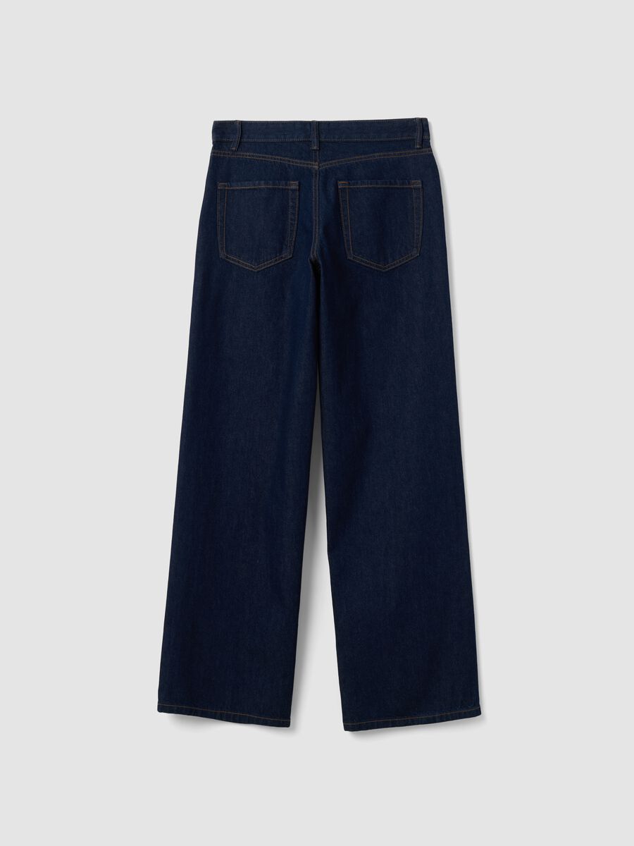 Blue denim wide-leg jeans in pure cotton_1