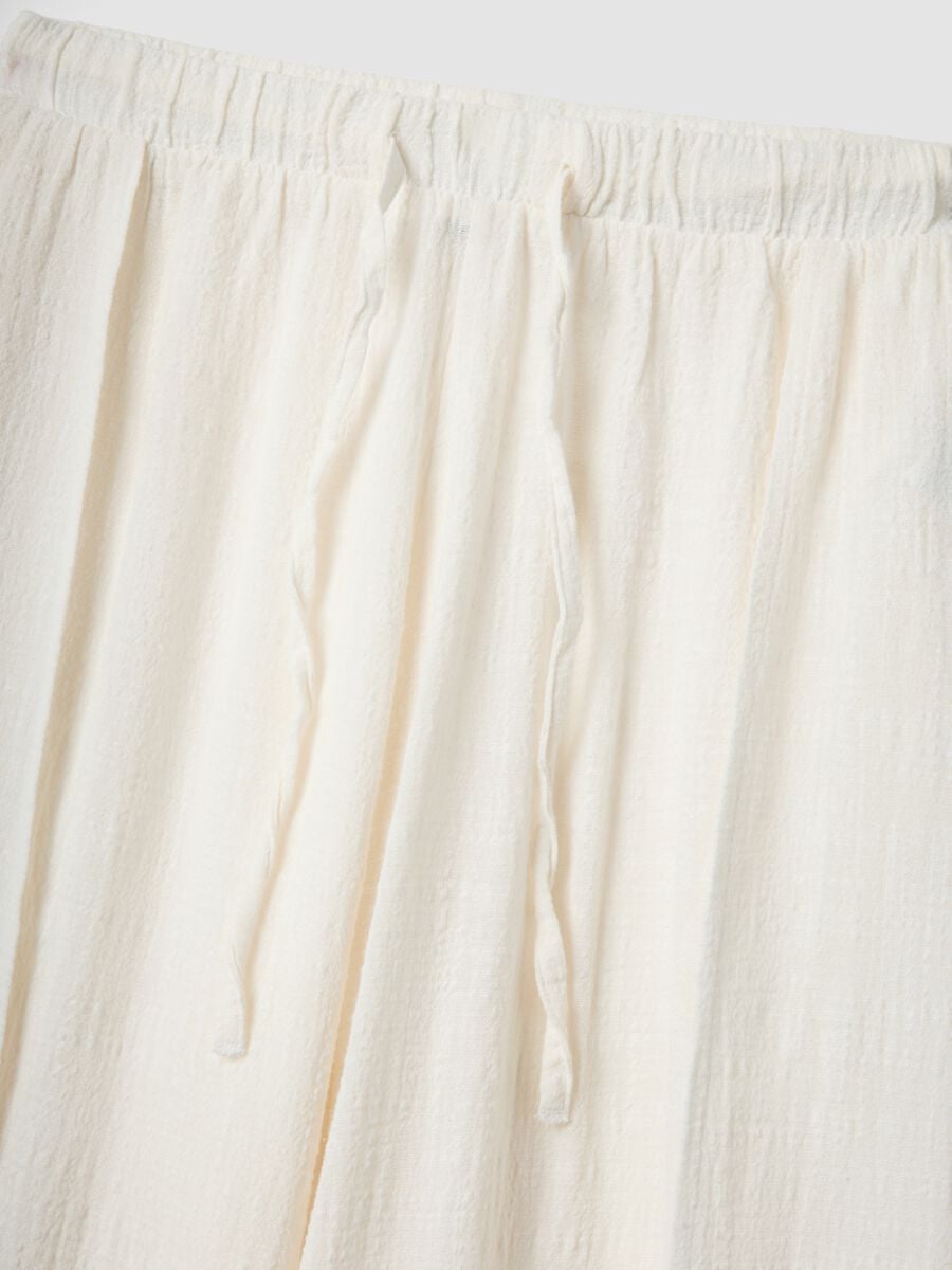 White pure cotton beach trousers_5