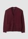 Red wool-blend cardigan with deep V-neck_4