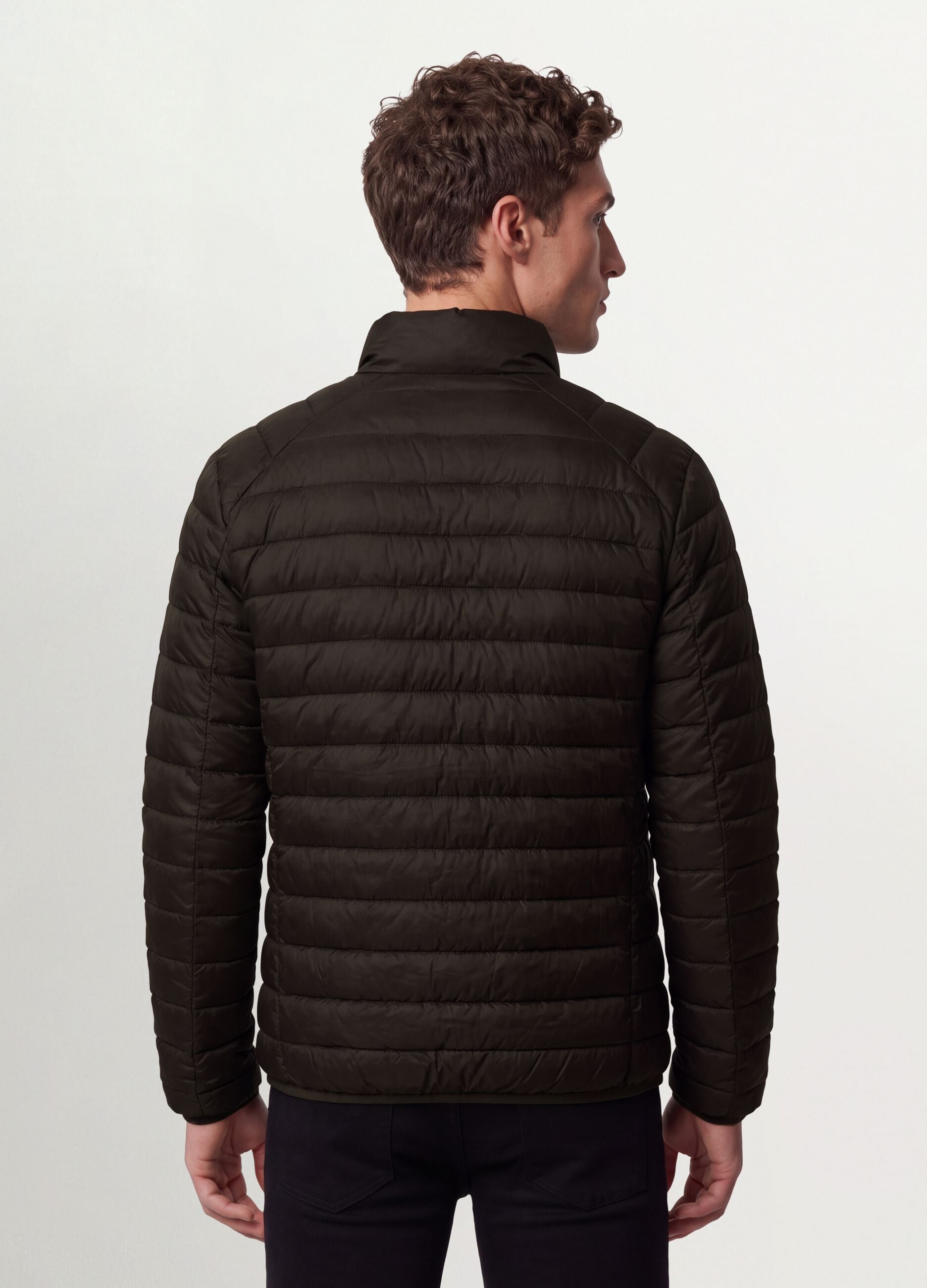 Brown Ultralight Padded Jacket, Regular Fit with Zip