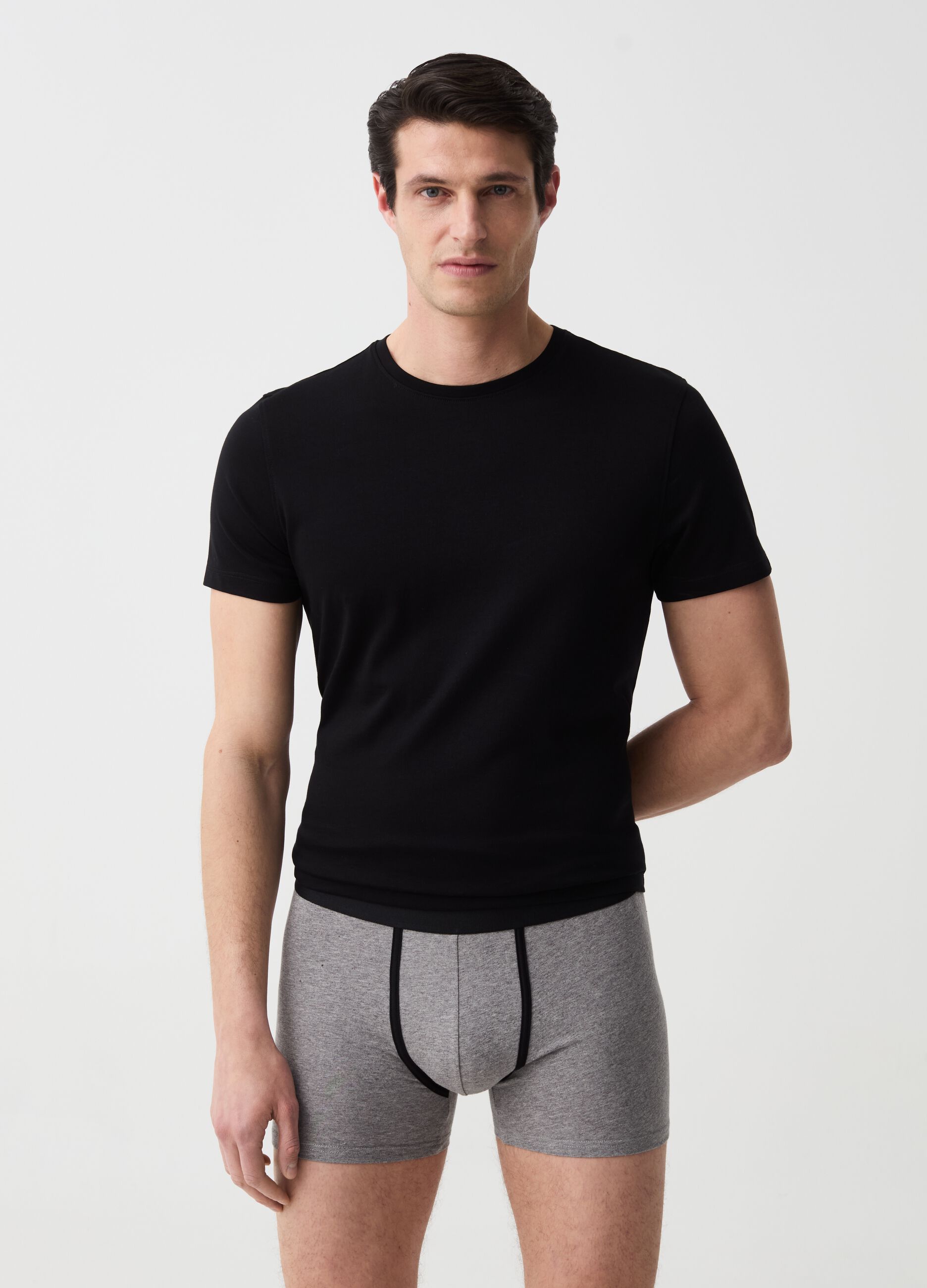 Ovs Tripack boxer midi in cotone bio stretch