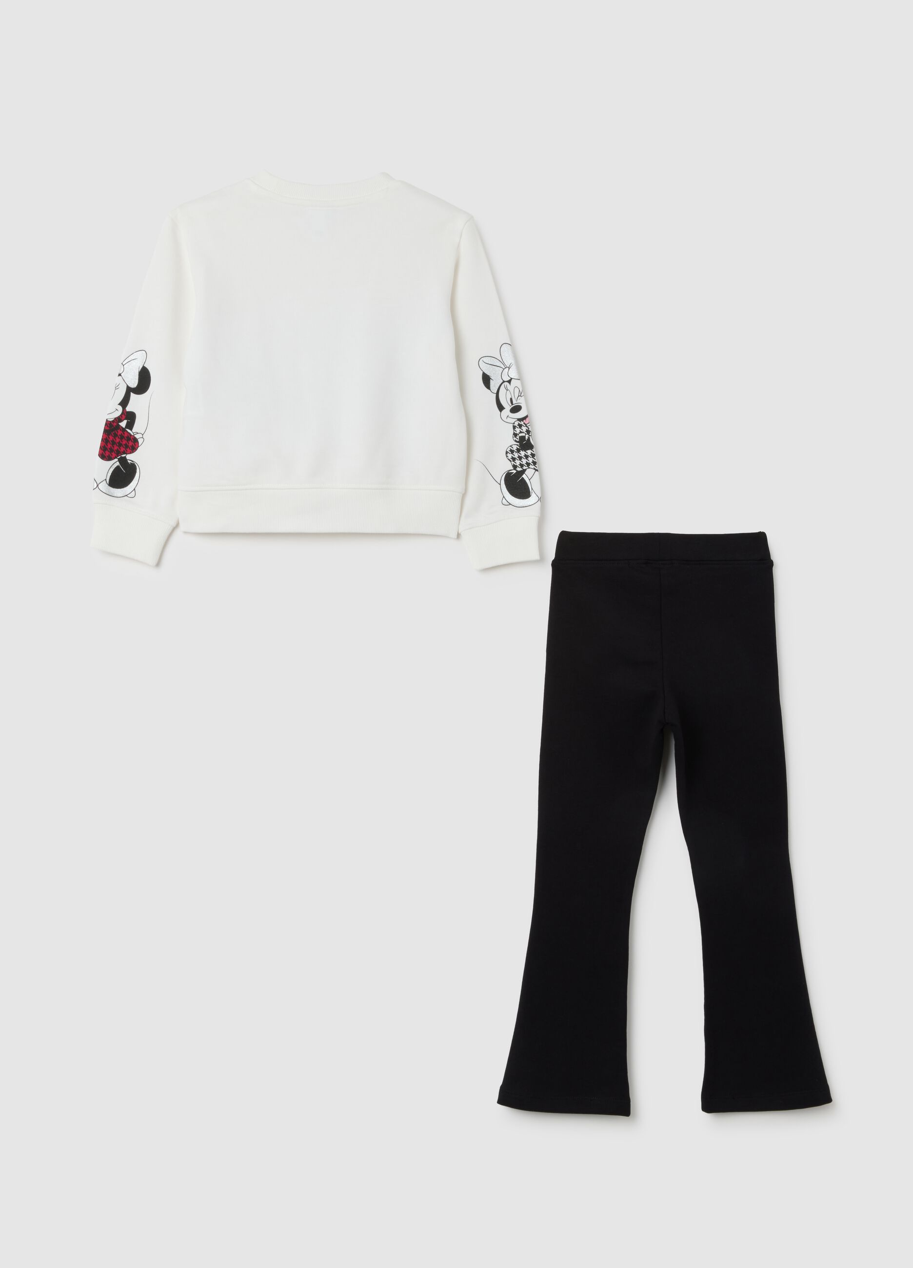 Girl's set in black and white cotton regular fit with Mickey print