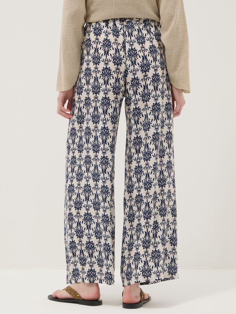 White pure viscose patterned trousers, regular fit_2