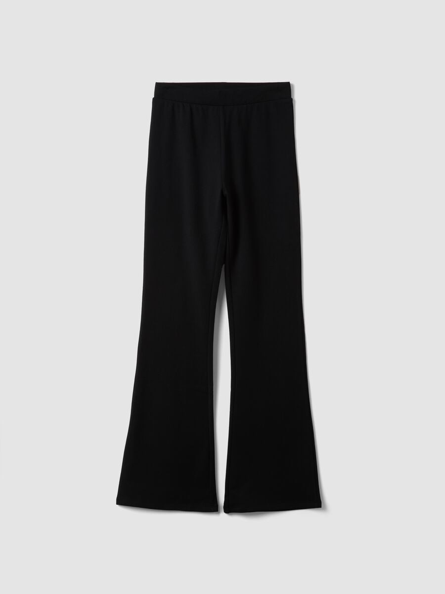 Black flared leggings in stretch cotton_0