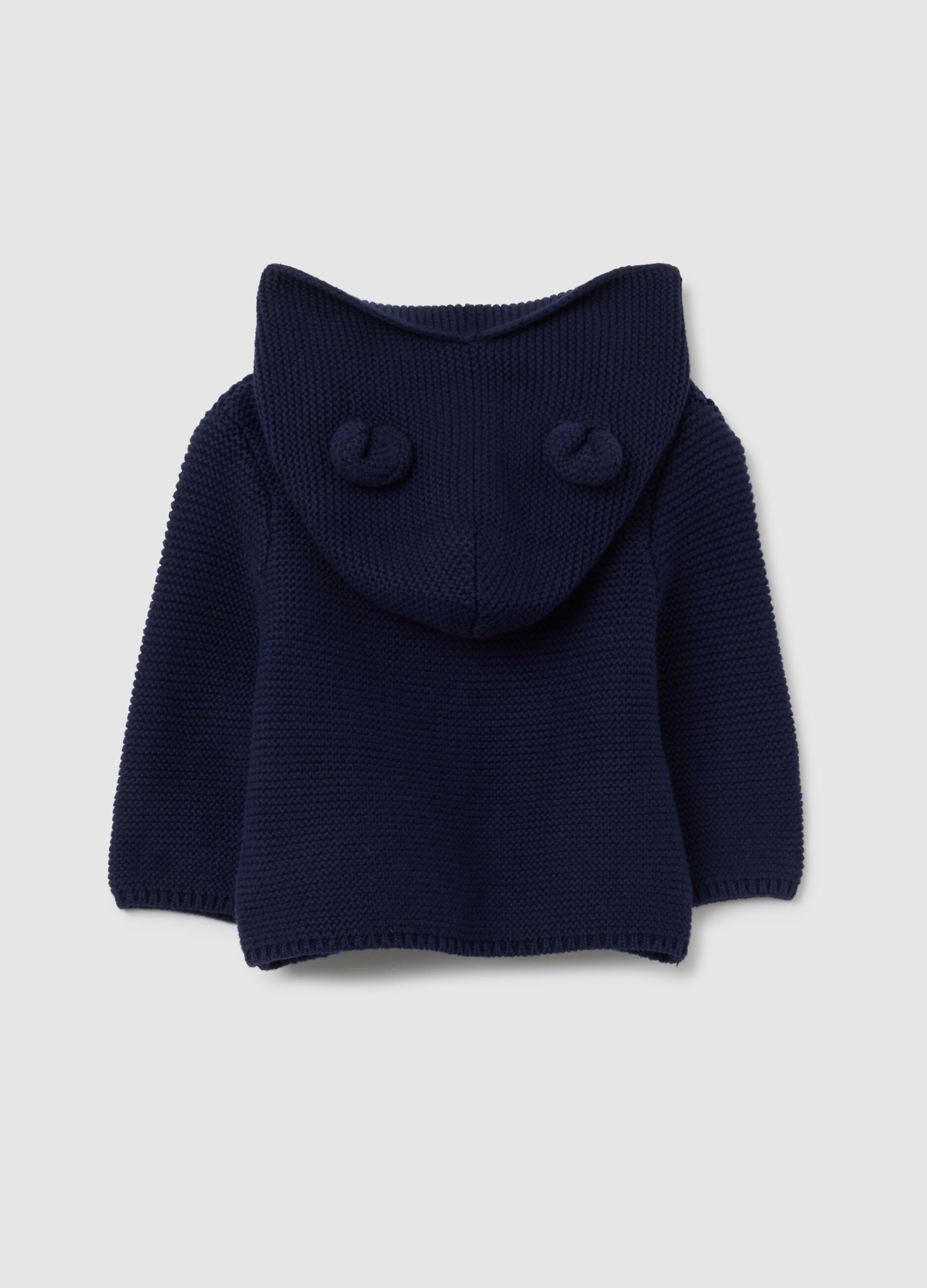 Cardigan tricot con cappuccio e orecchie