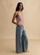 Multicolour striped regular fit cotton and linen tank top_2
