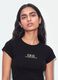 T-shirt nera in puro cotone a girocollo con scritta_0