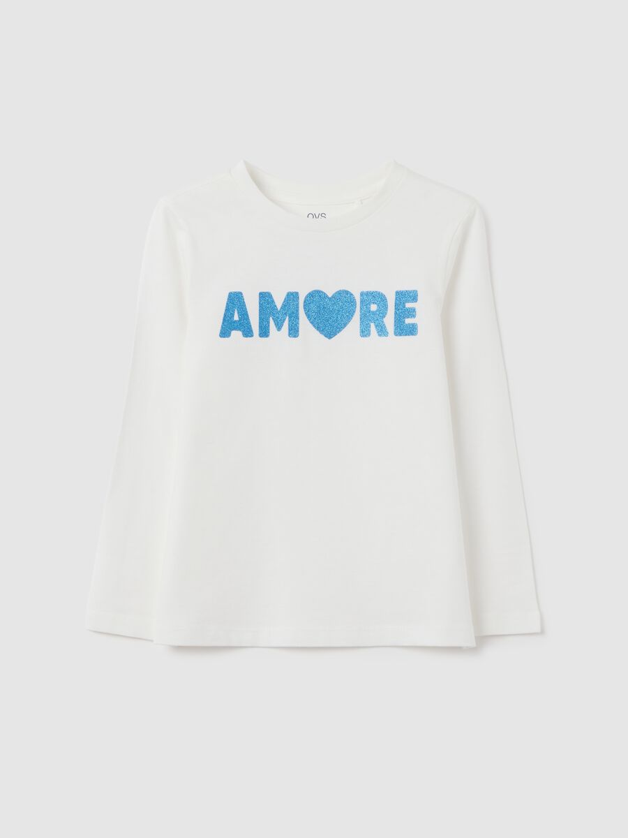 Girls' T-shirt in pure white cotton regular fit with print_0
