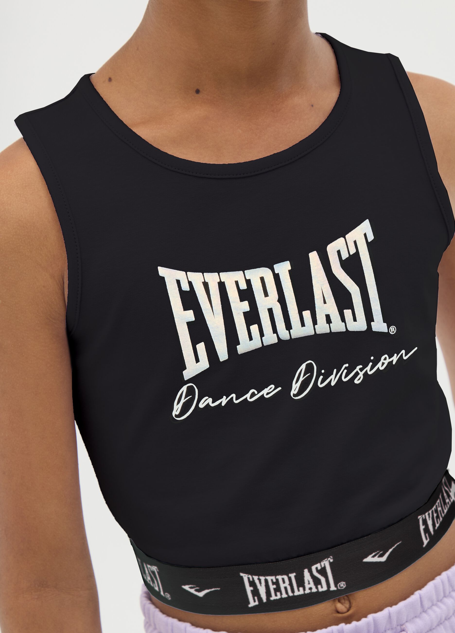 Girls' fitted black cotton top with Everlast logo