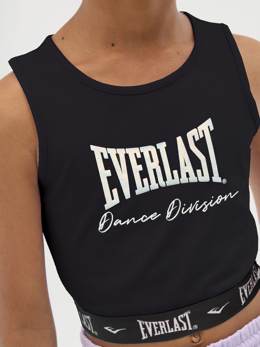 Top da ragazze in cotone nero fitted con logo Everlast_1