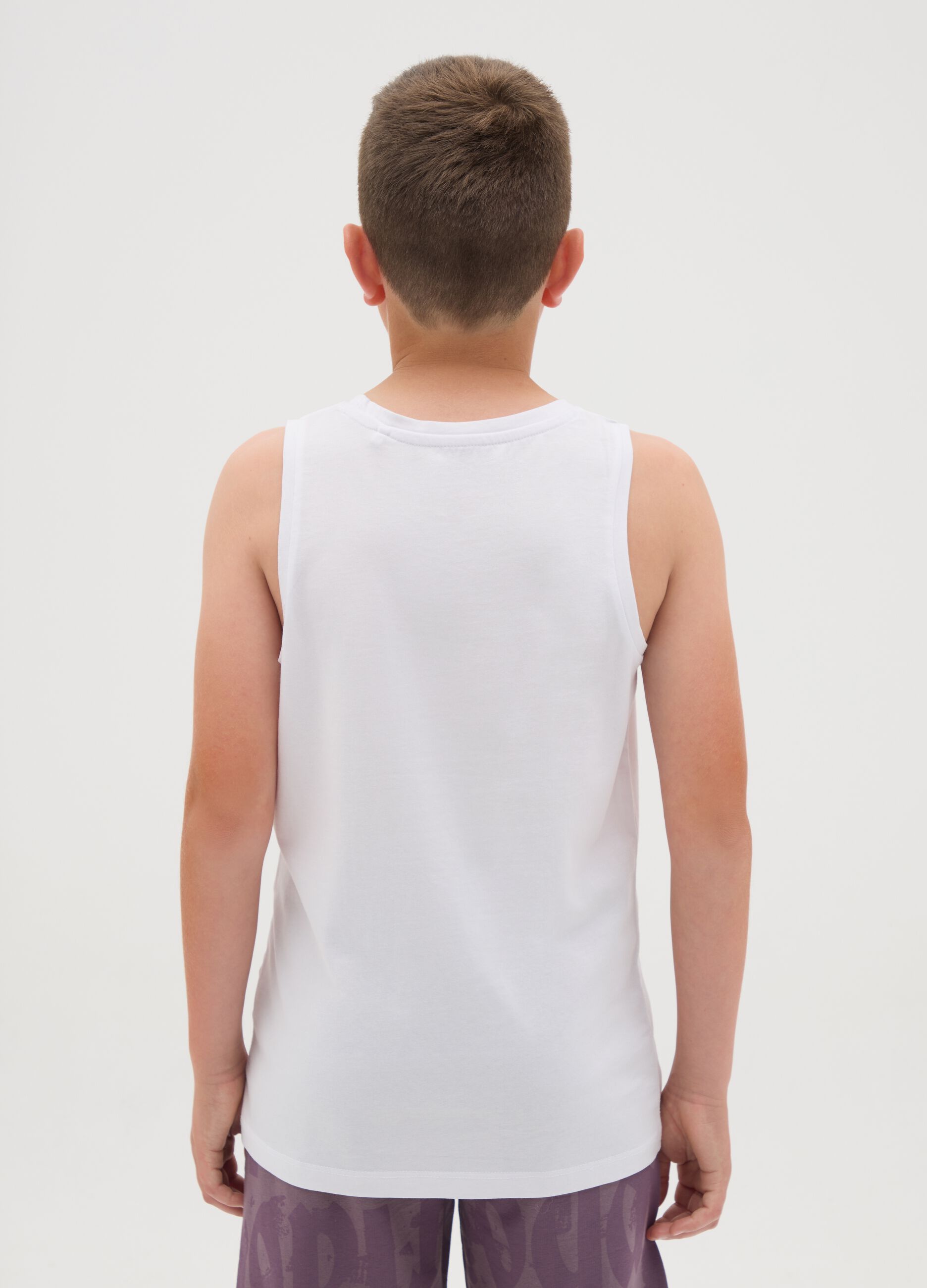 White Vest with Rise Above Prints