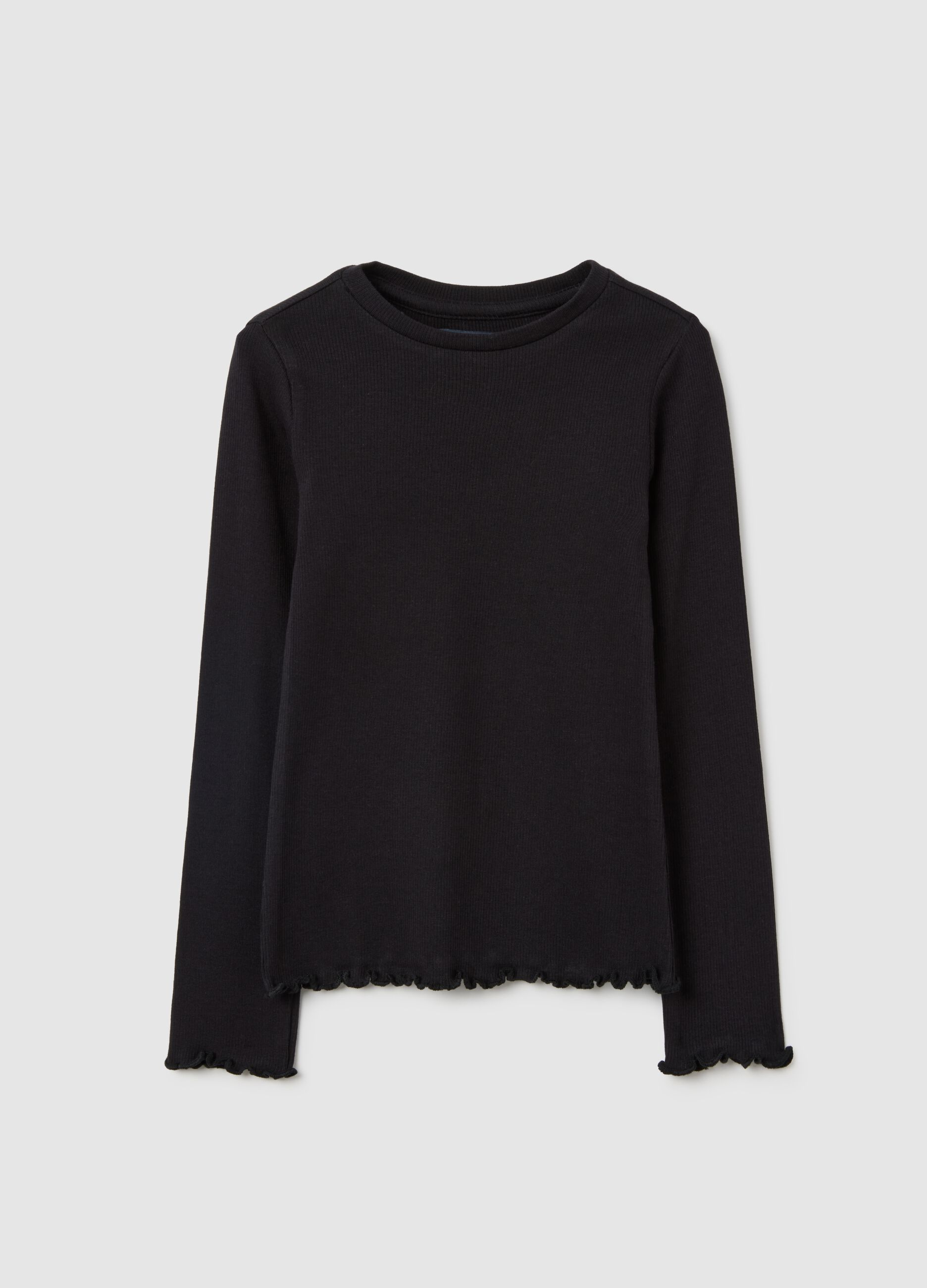 Girls' black regular fit cotton top