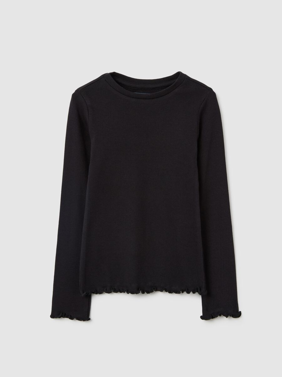 Girls' black regular fit cotton top_0