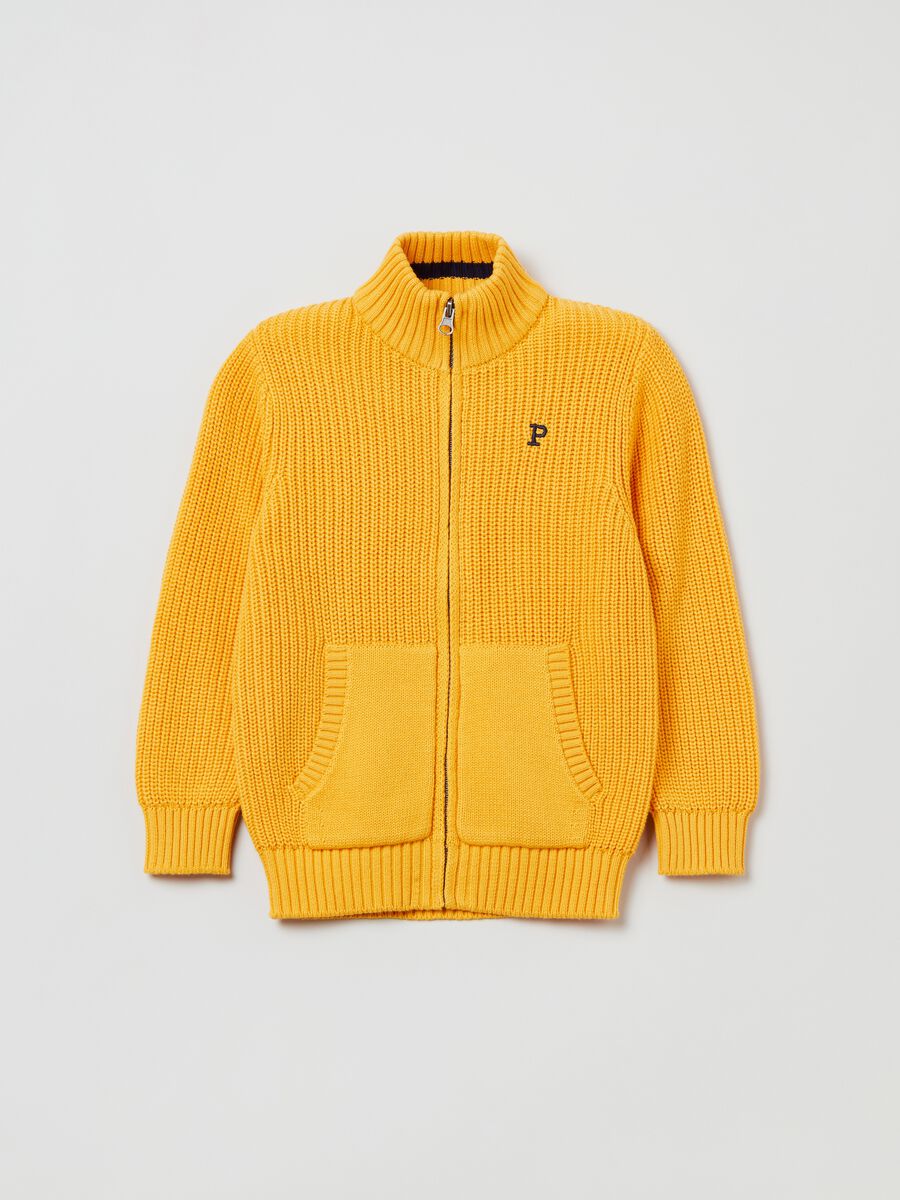 Cardigan full-zip in cotone con ricamo_3