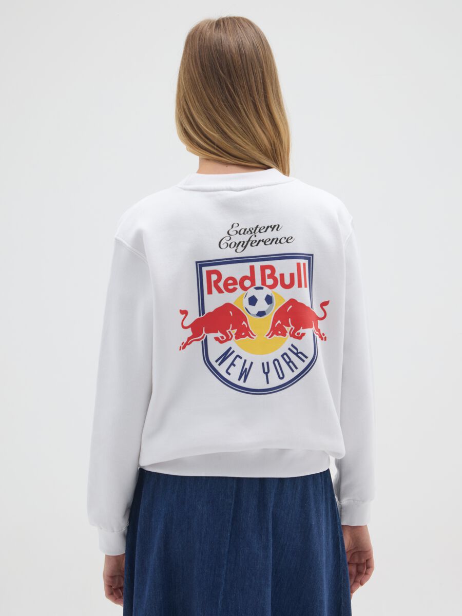 White cotton blend hoodie with Red Bulls New York logo_2