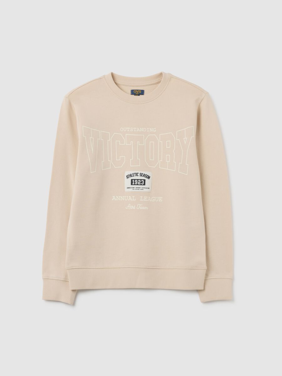 Felpa da ragazzo in puro cotone beige regular fit_3