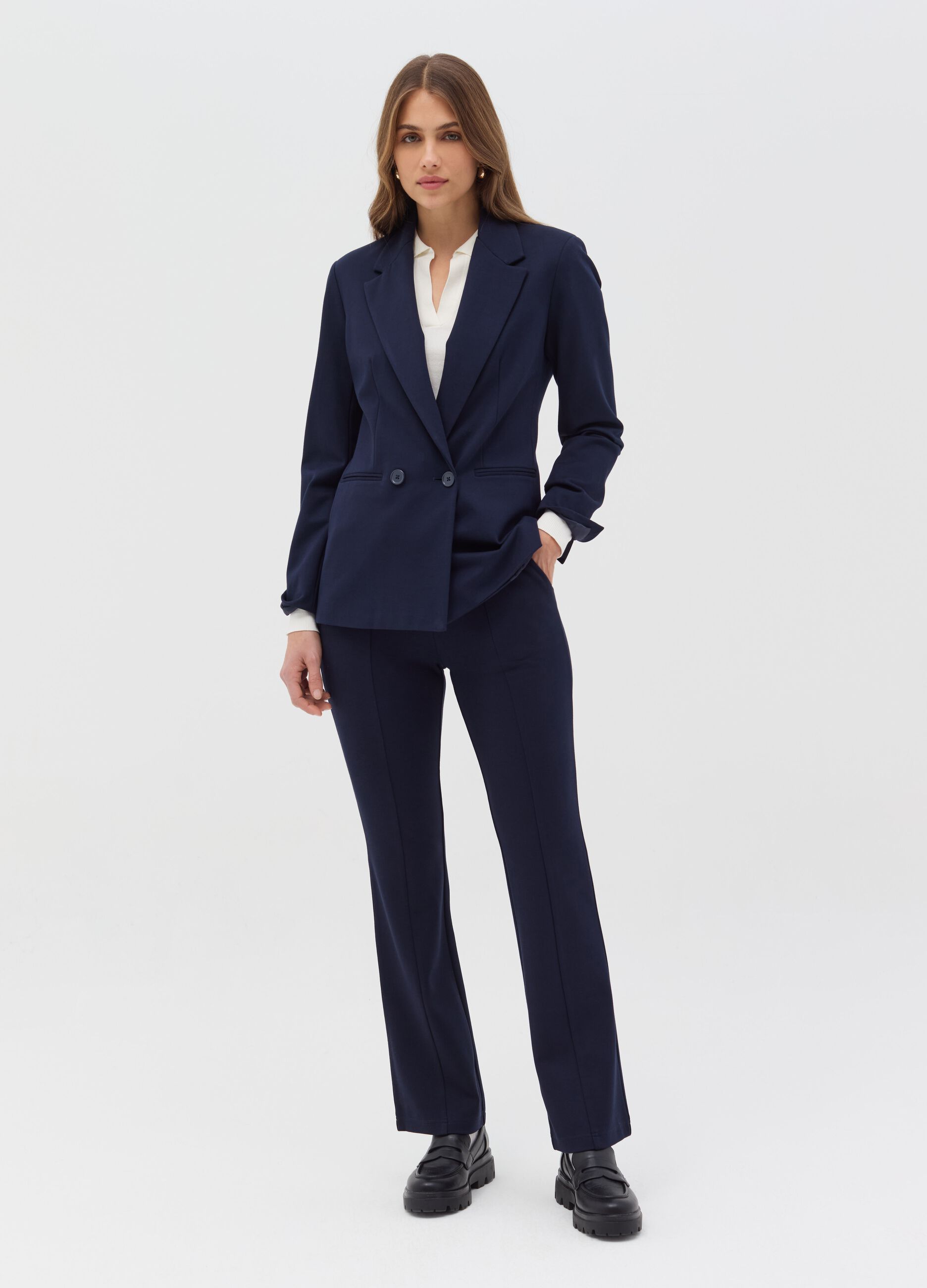 Double-breasted stretch blazer