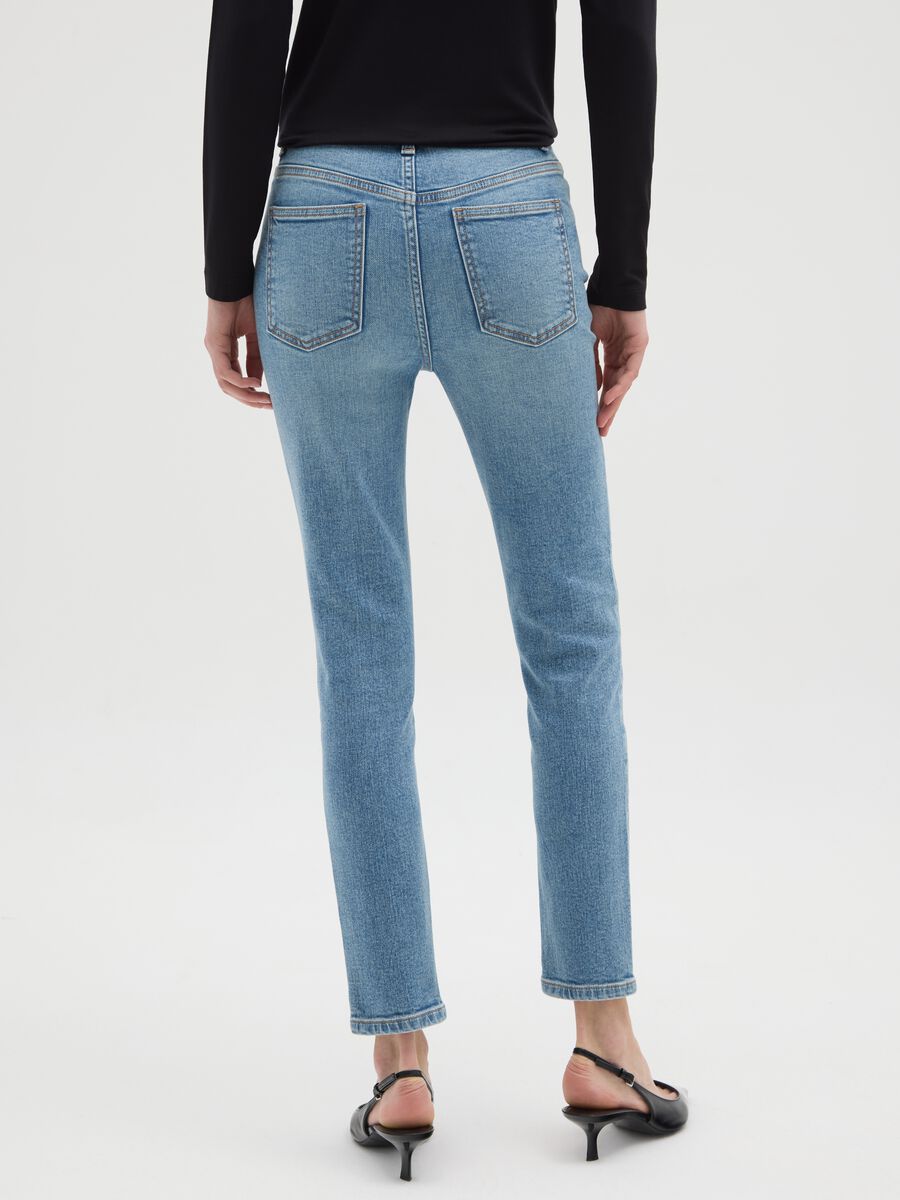 High-waisted blue skinny jeans in stretch cotton_2