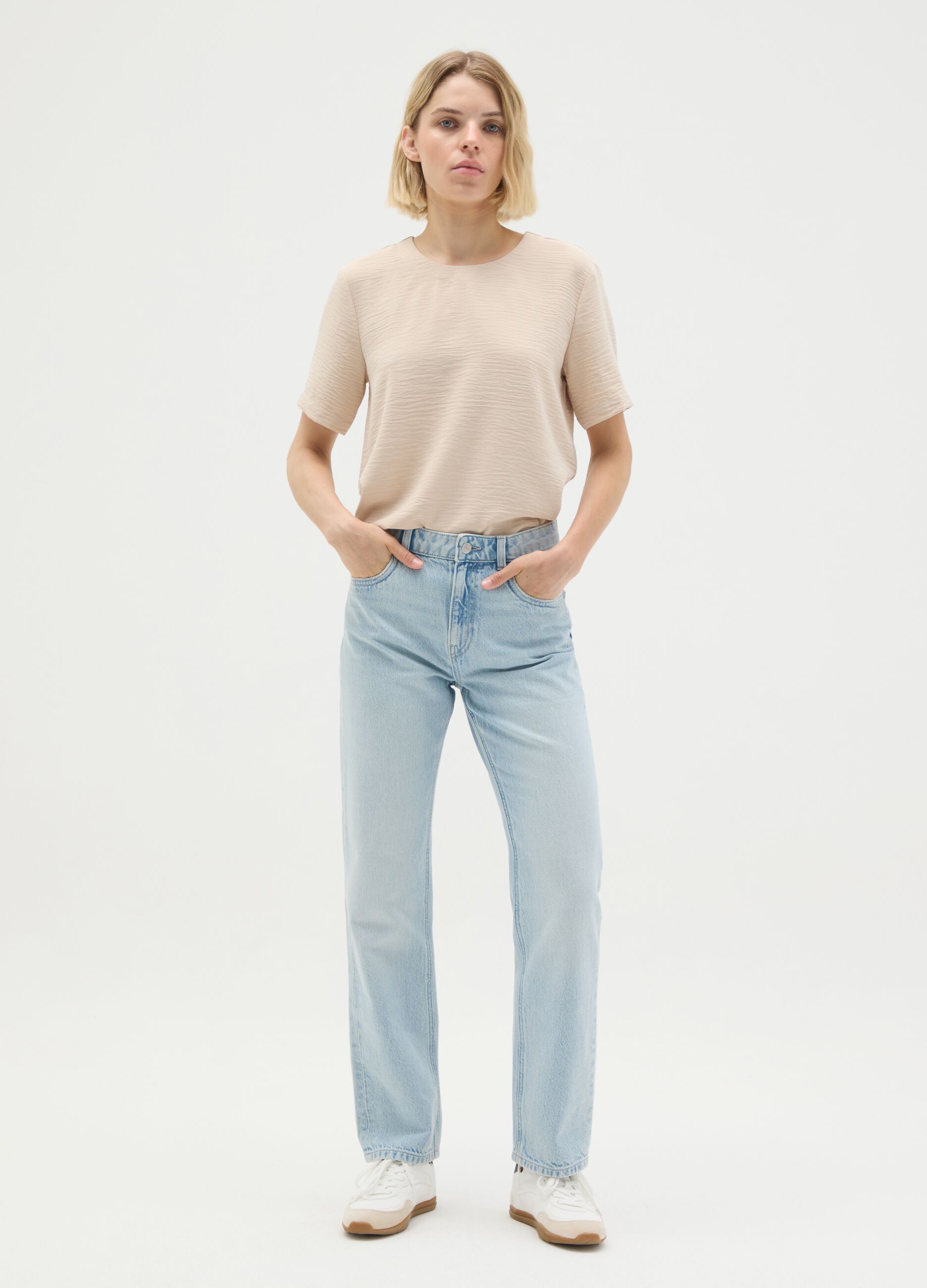 Women's beige regular fit t-shirt