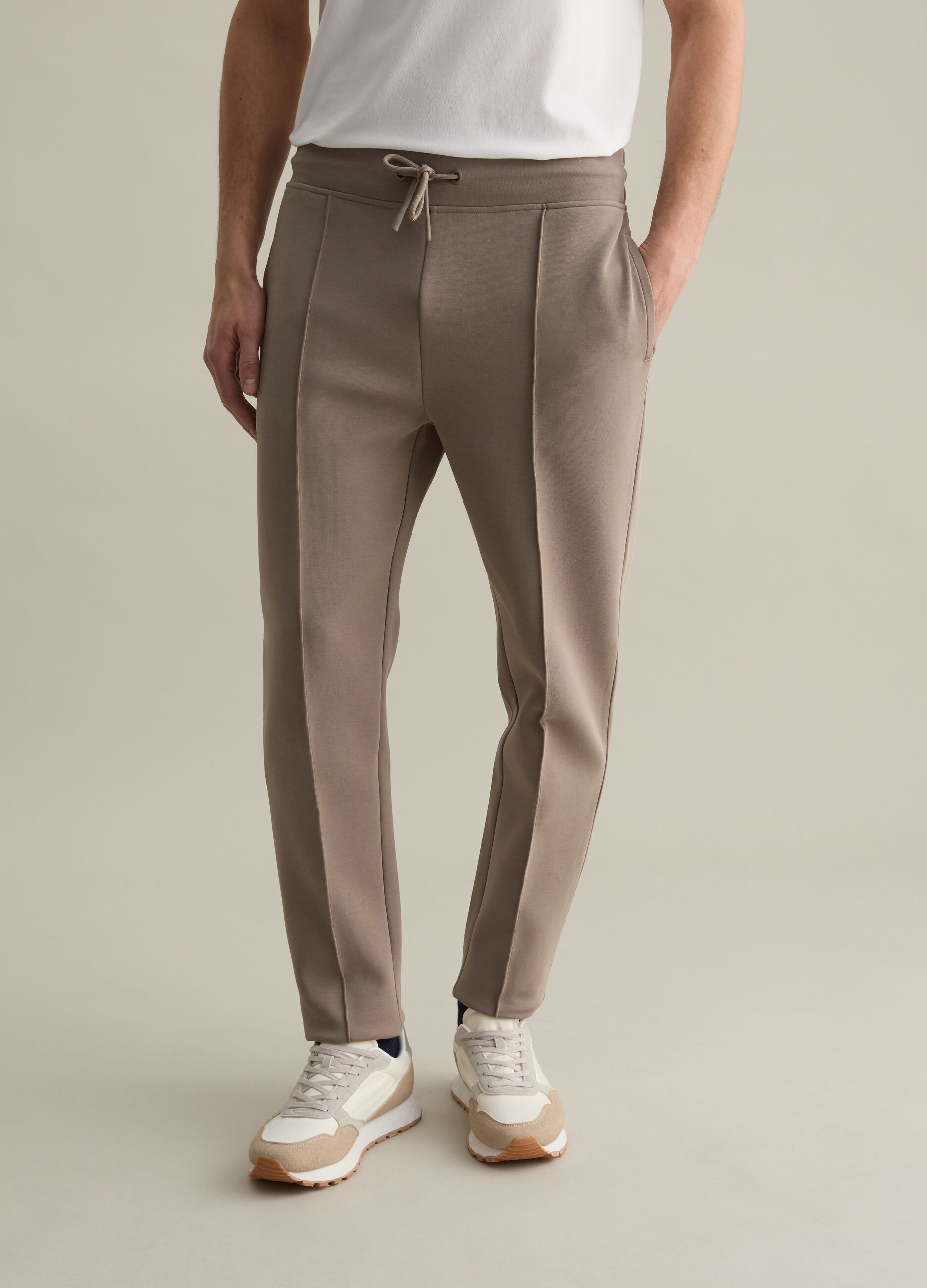 Technical fabric joggers with drawstring