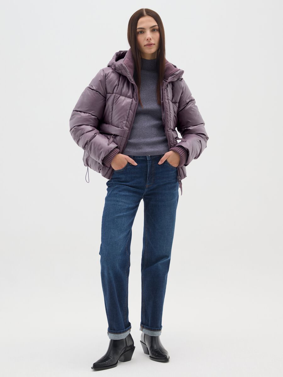 Piumino The Iconic Puffer viola malva con cappuccio_1