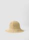 Beige paper-fabric hat with multicolour threads_0