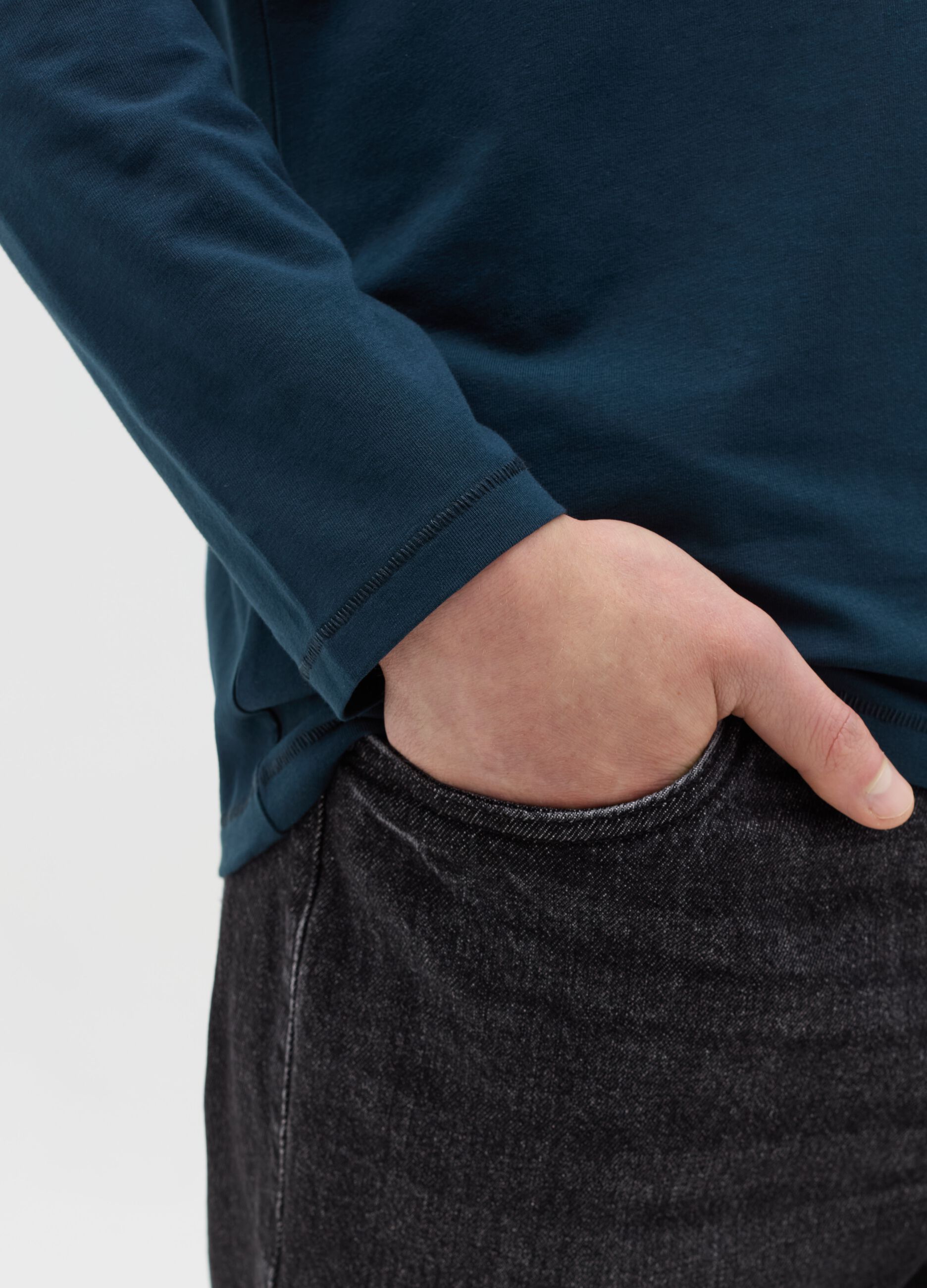 Long-sleeved T-shirt in stretch cotton