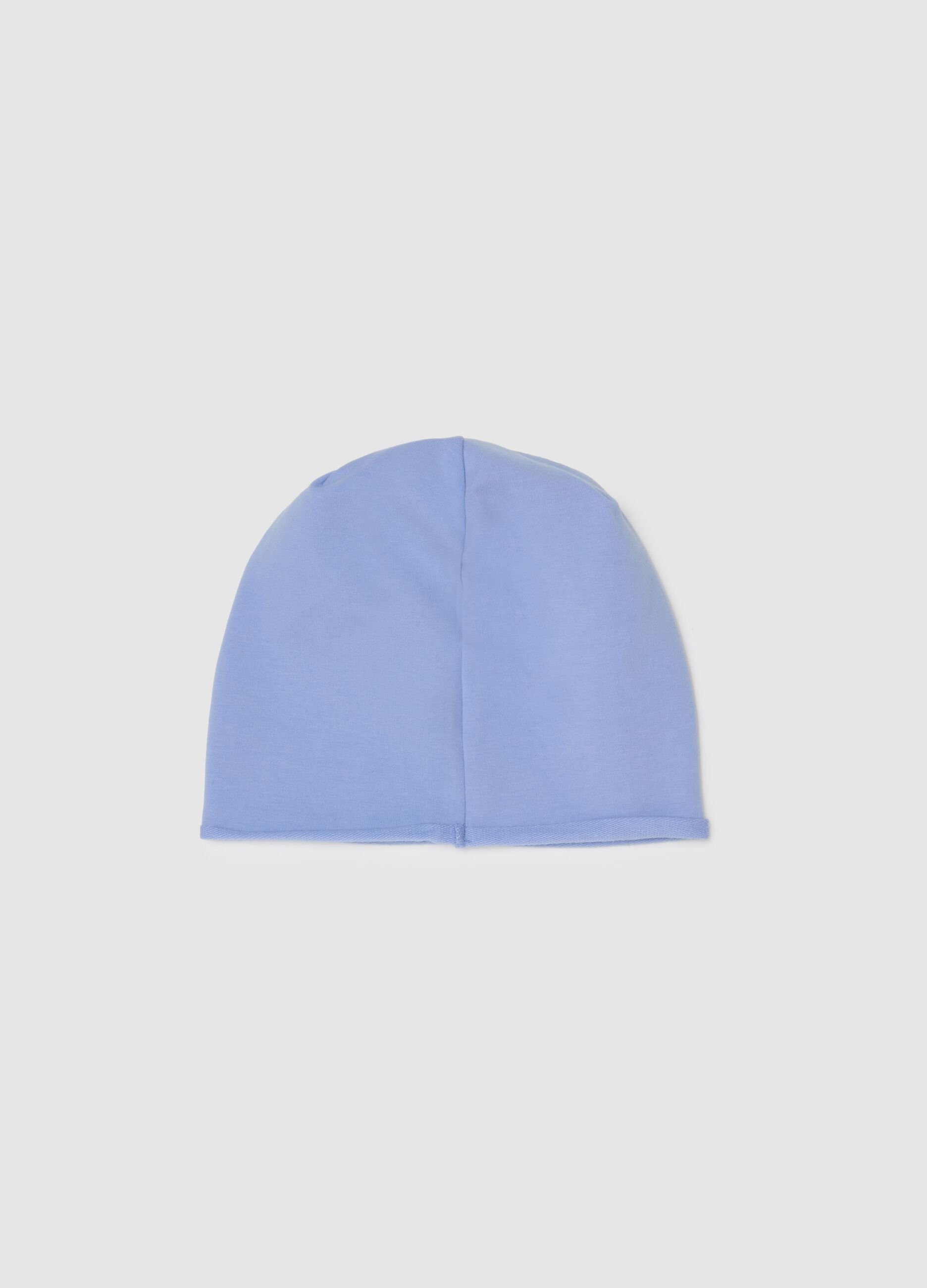 Girl's blue cotton hat with bow