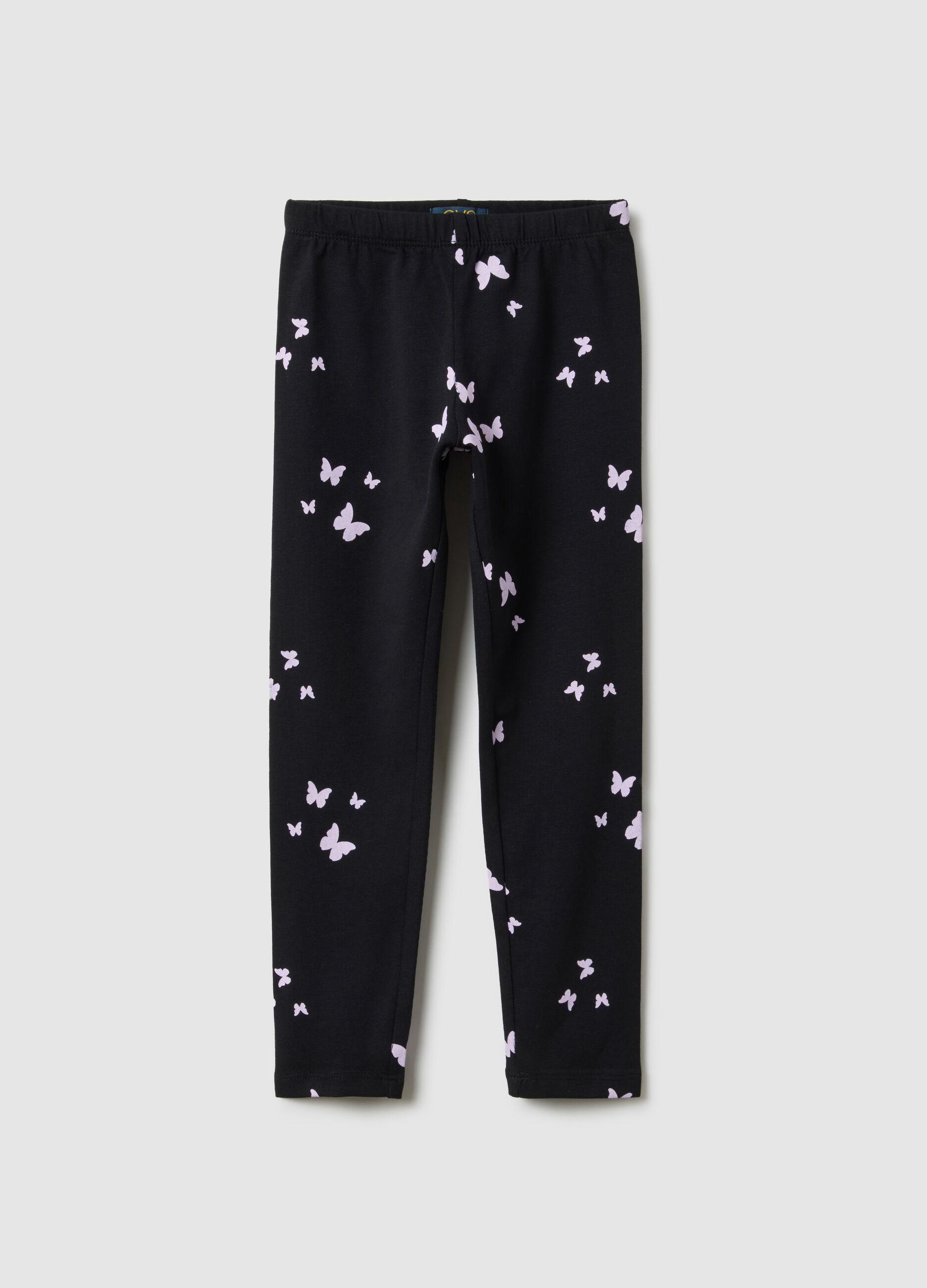 Black skinny fit stretch cotton leggings for girls