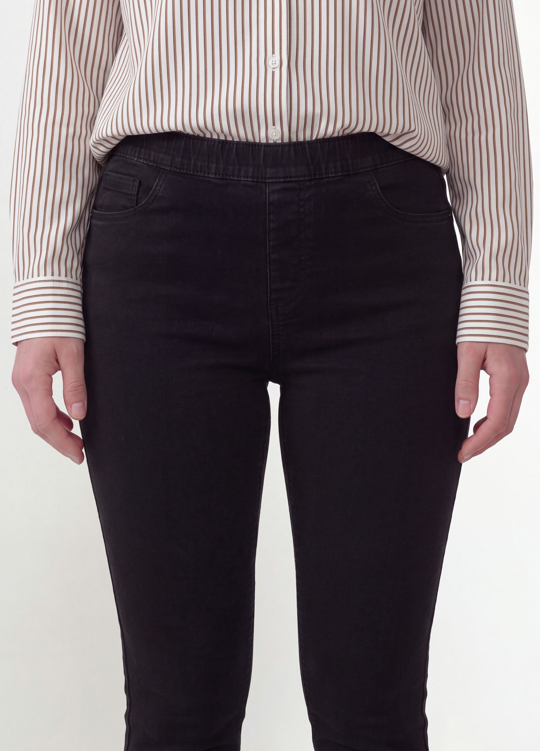 Black skinny jeggings in stretch cotton and viscose