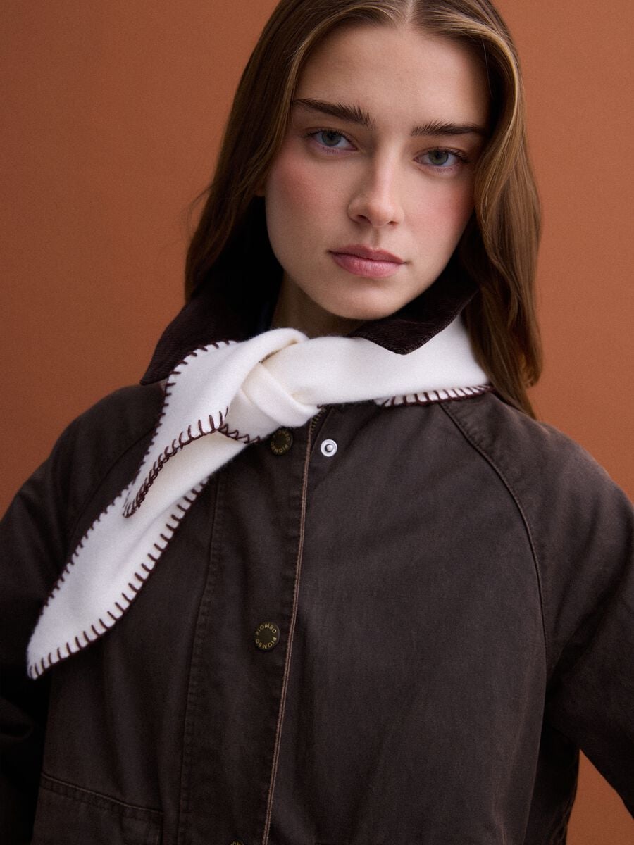 Brown cotton-blend parka with velvet collar_2