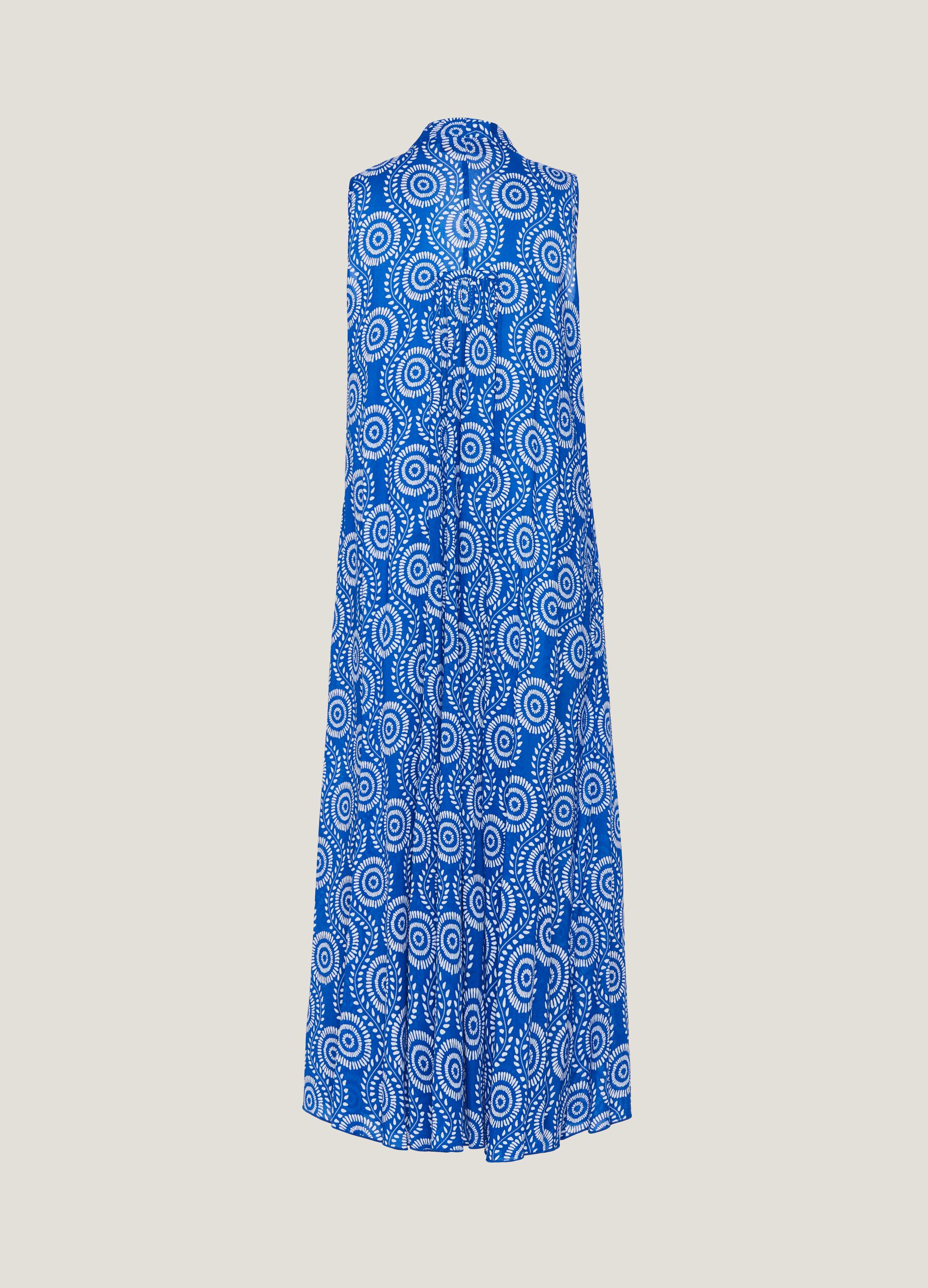 Sleeveless midi dress with all-over print