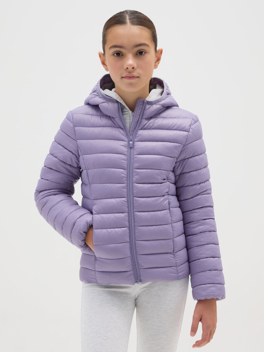 Girls' Regular Fit Mixed Purple Jacket_0