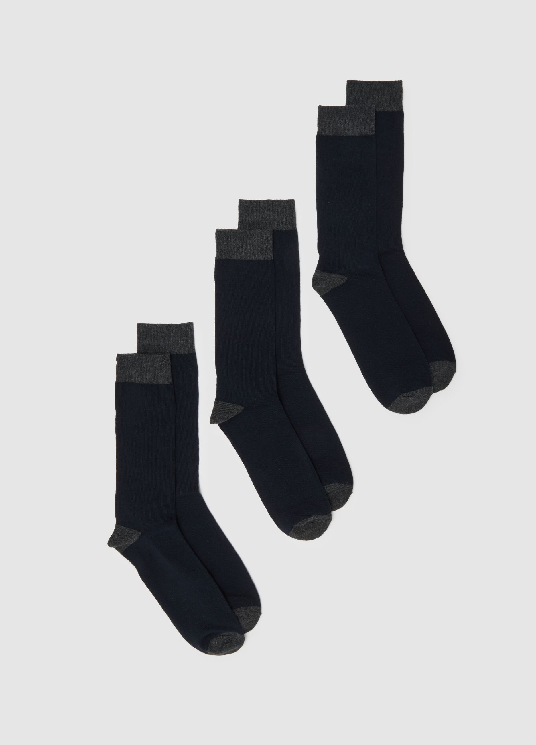 Tripack Long Cotton Blend Blue Socks