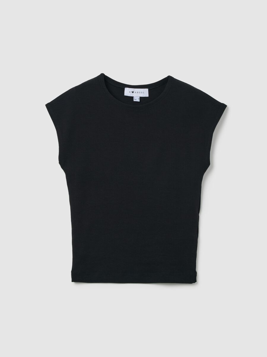 Women’s black fitted vest top in stretch cotton_4