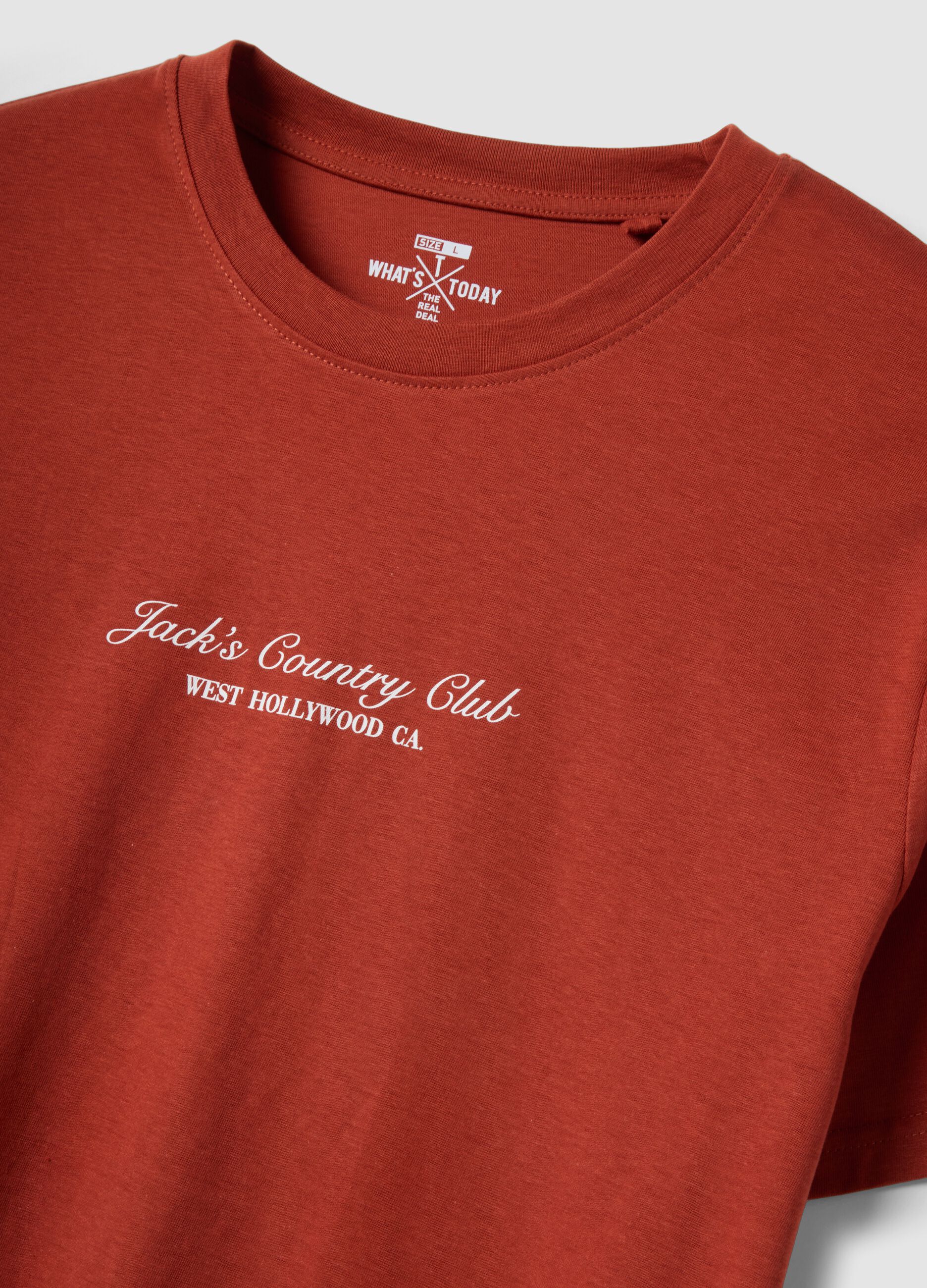 Red slogan T-shirt in pure cotton, regular fit