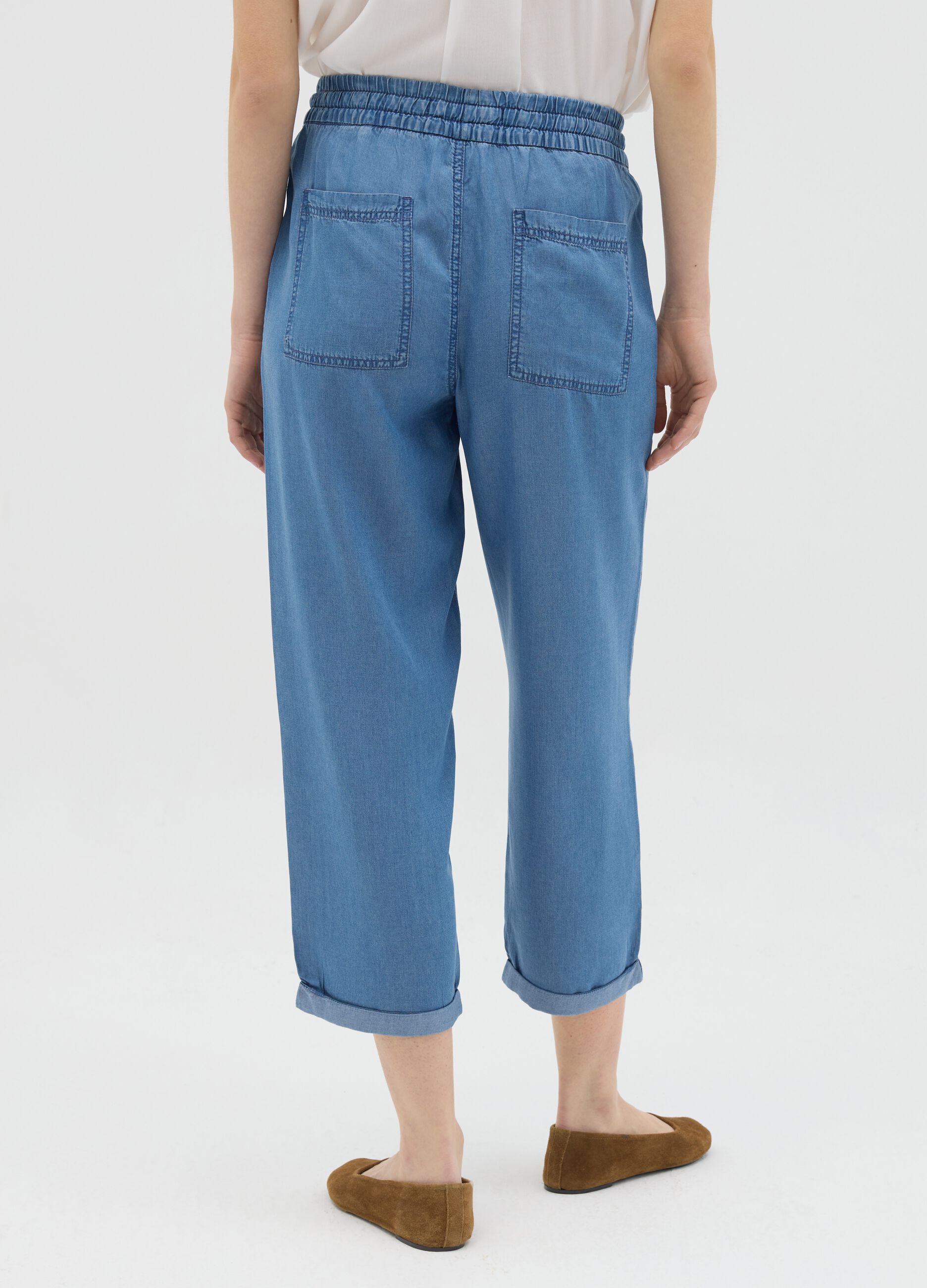 Blue relaxed-fit trousers in Lyocell