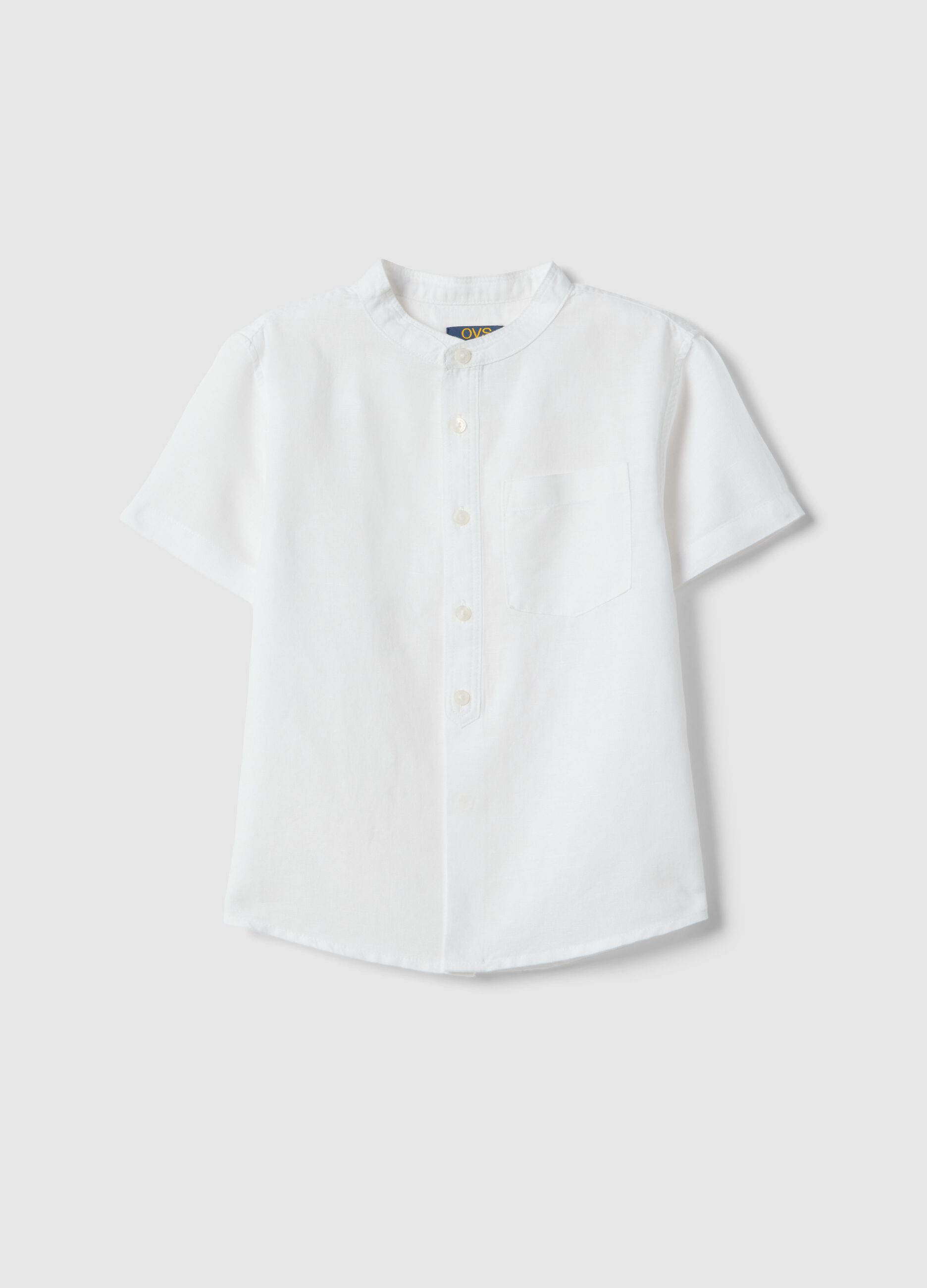 Boys' white linen-cotton blend regular fit shirt