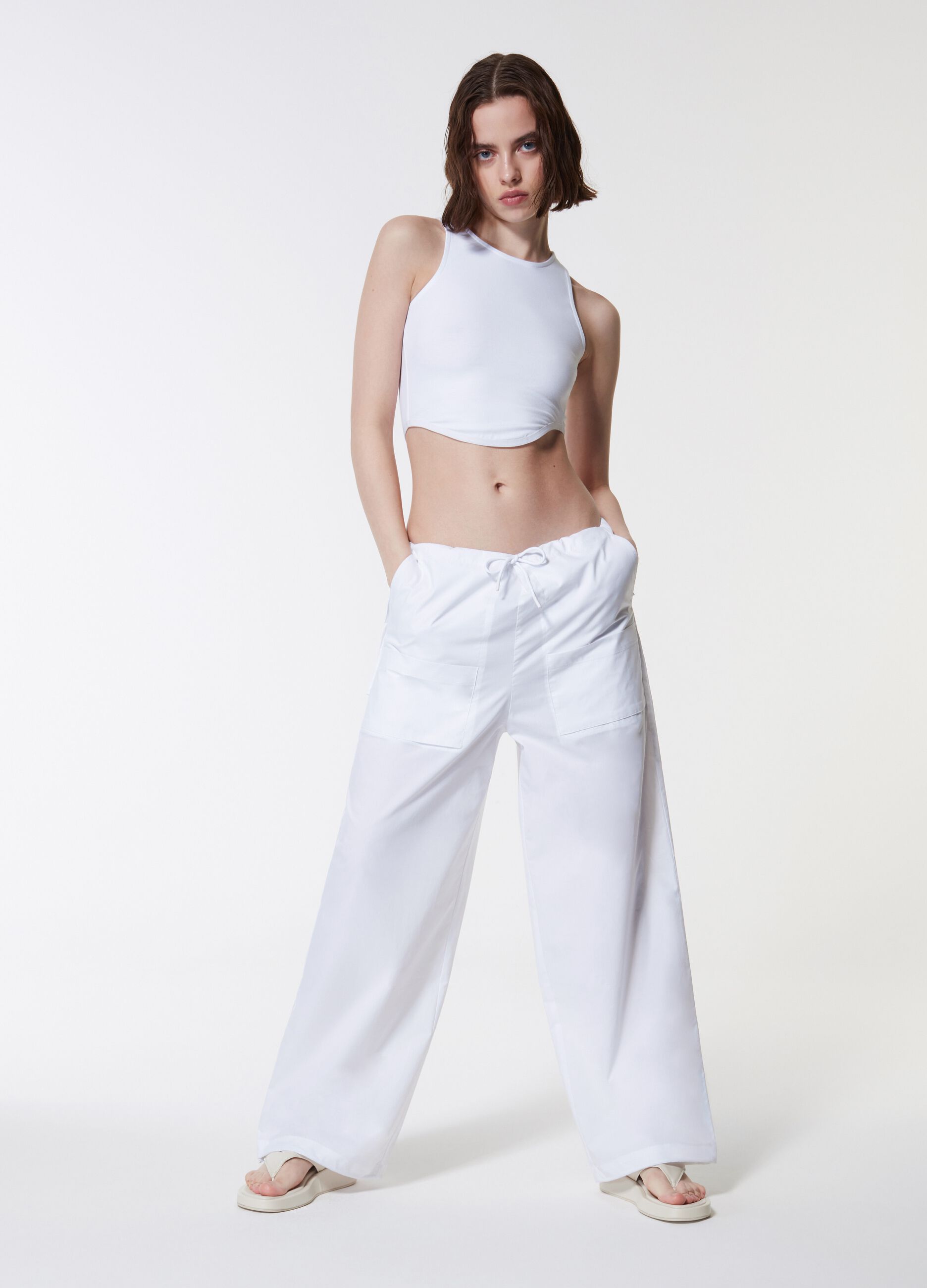 Wide Multi Pocket Pants White_0