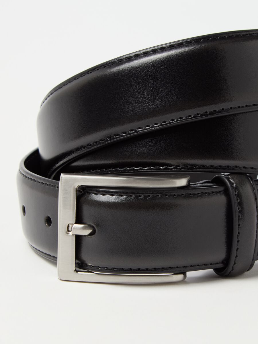 Leather belt with rectangular buckle_2