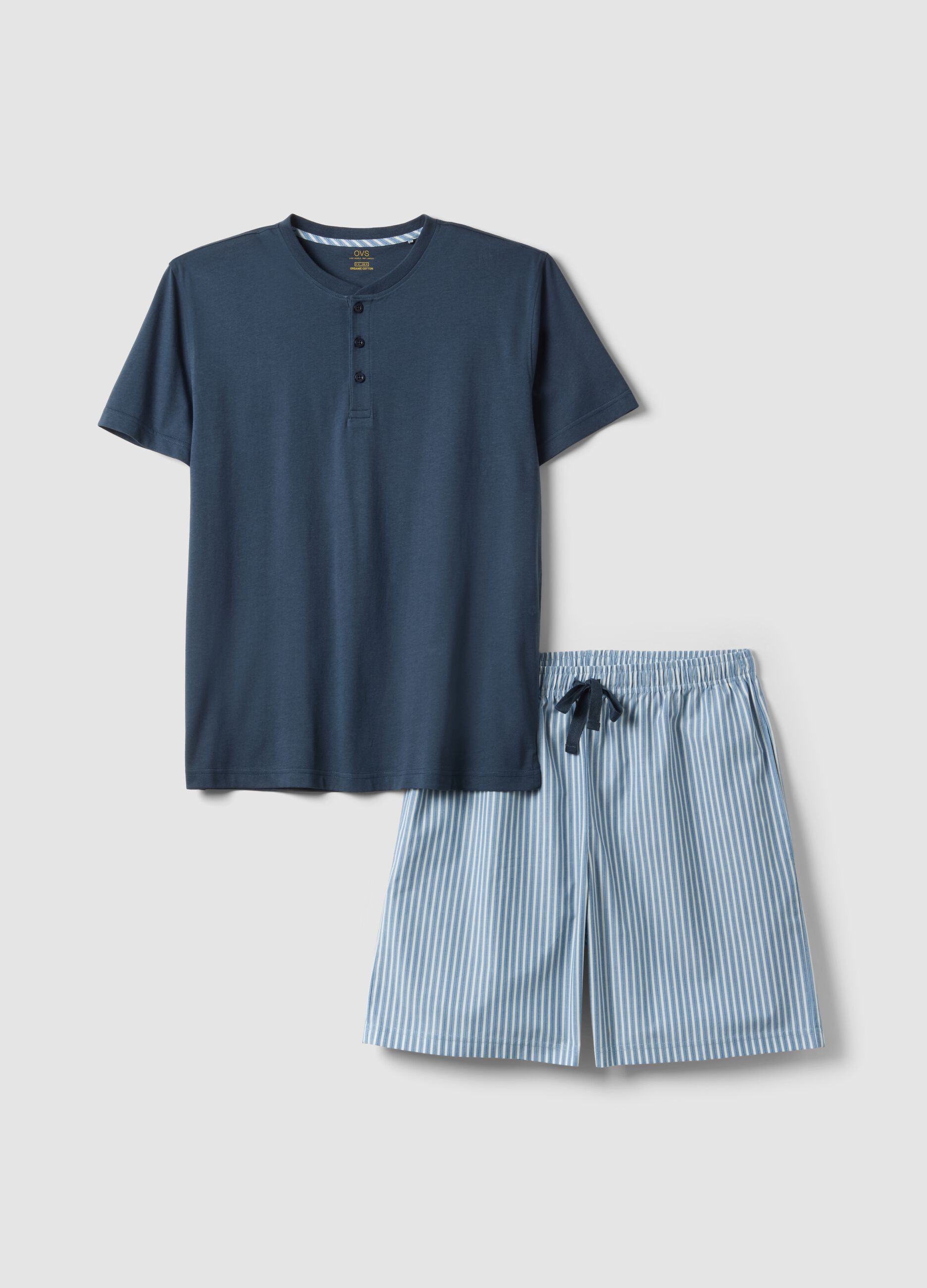 Pigiama corto in puro cotone multicolor regular fit