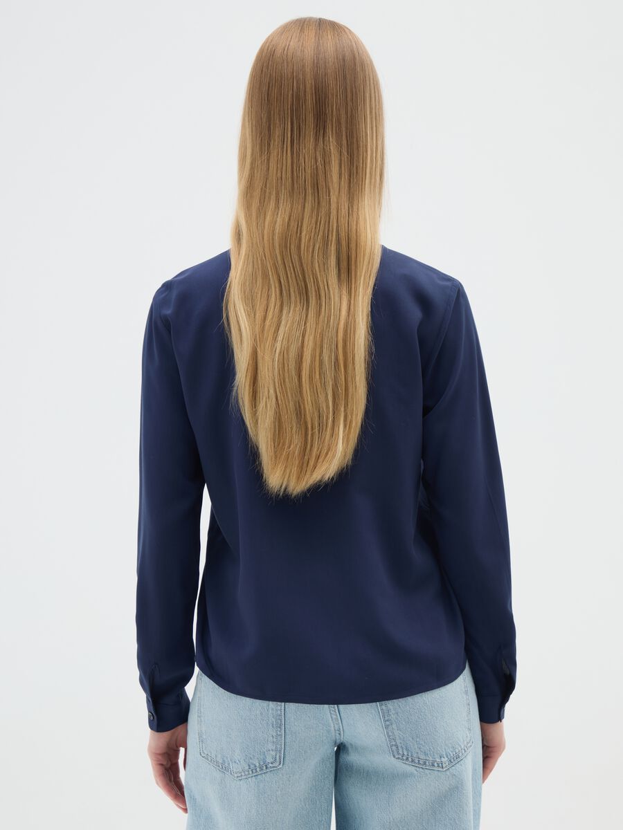 Long Sleeve Blue Viscose Shirt_2