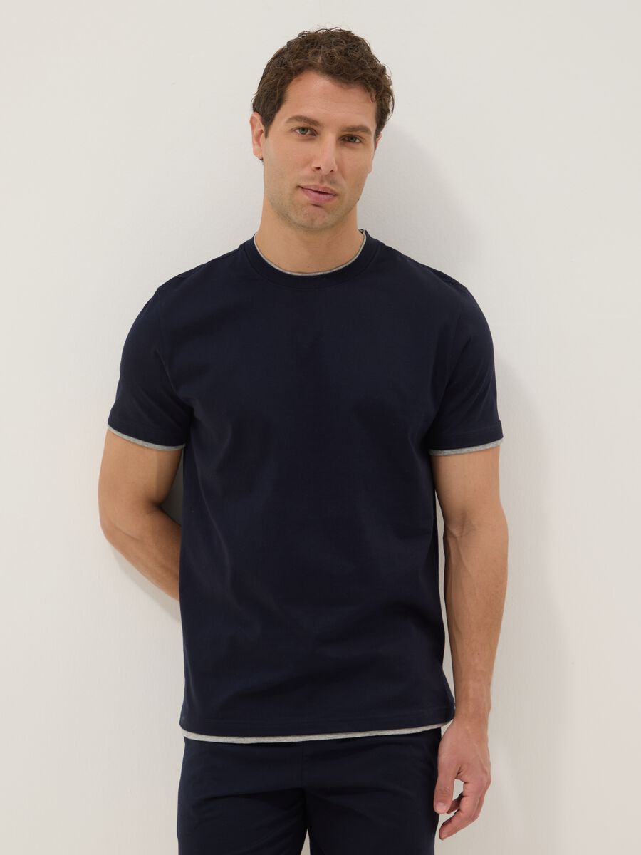 Pigiama blu in puro cotone mercerizzato_1