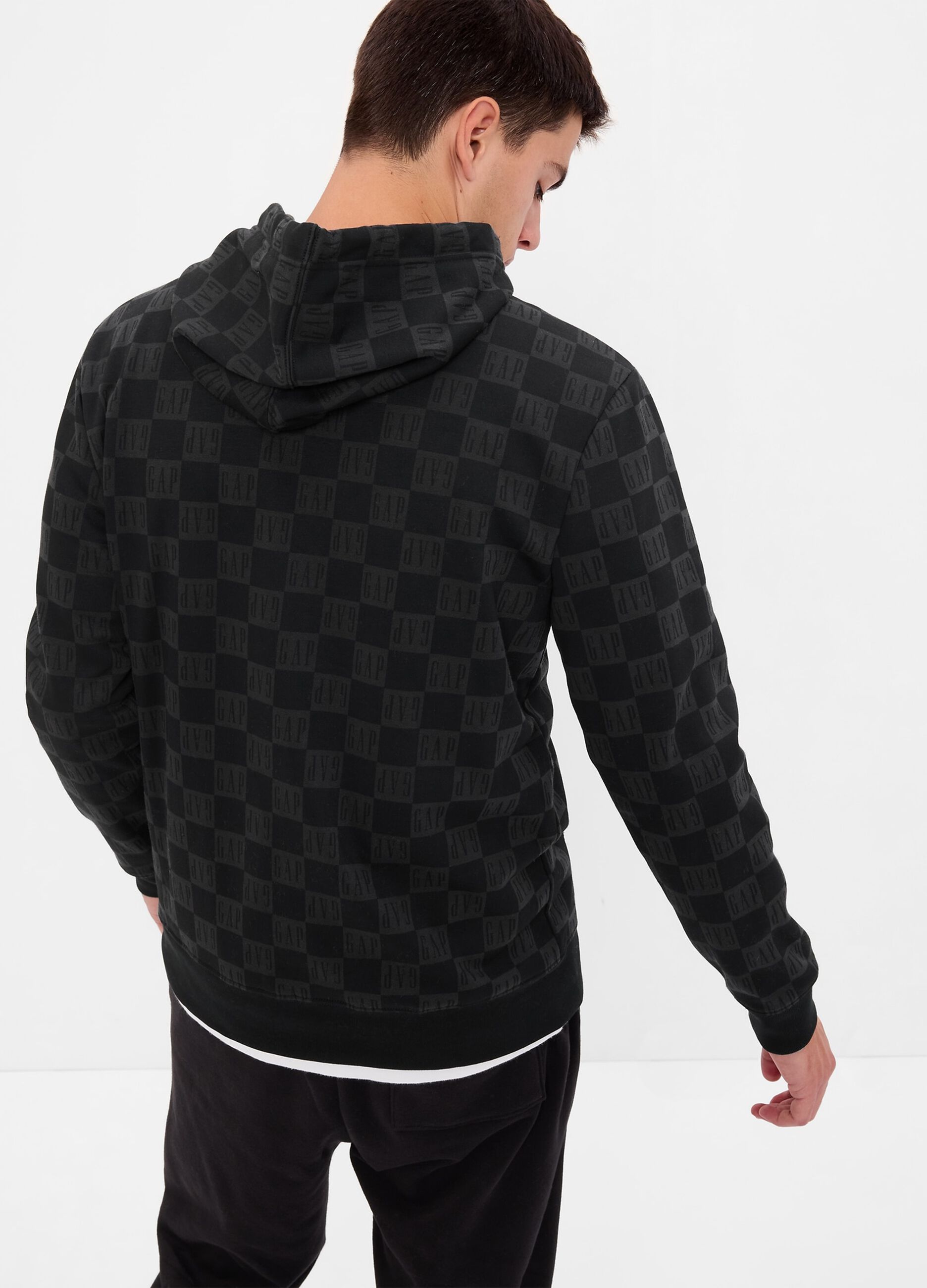 Hoodie with check print and logo