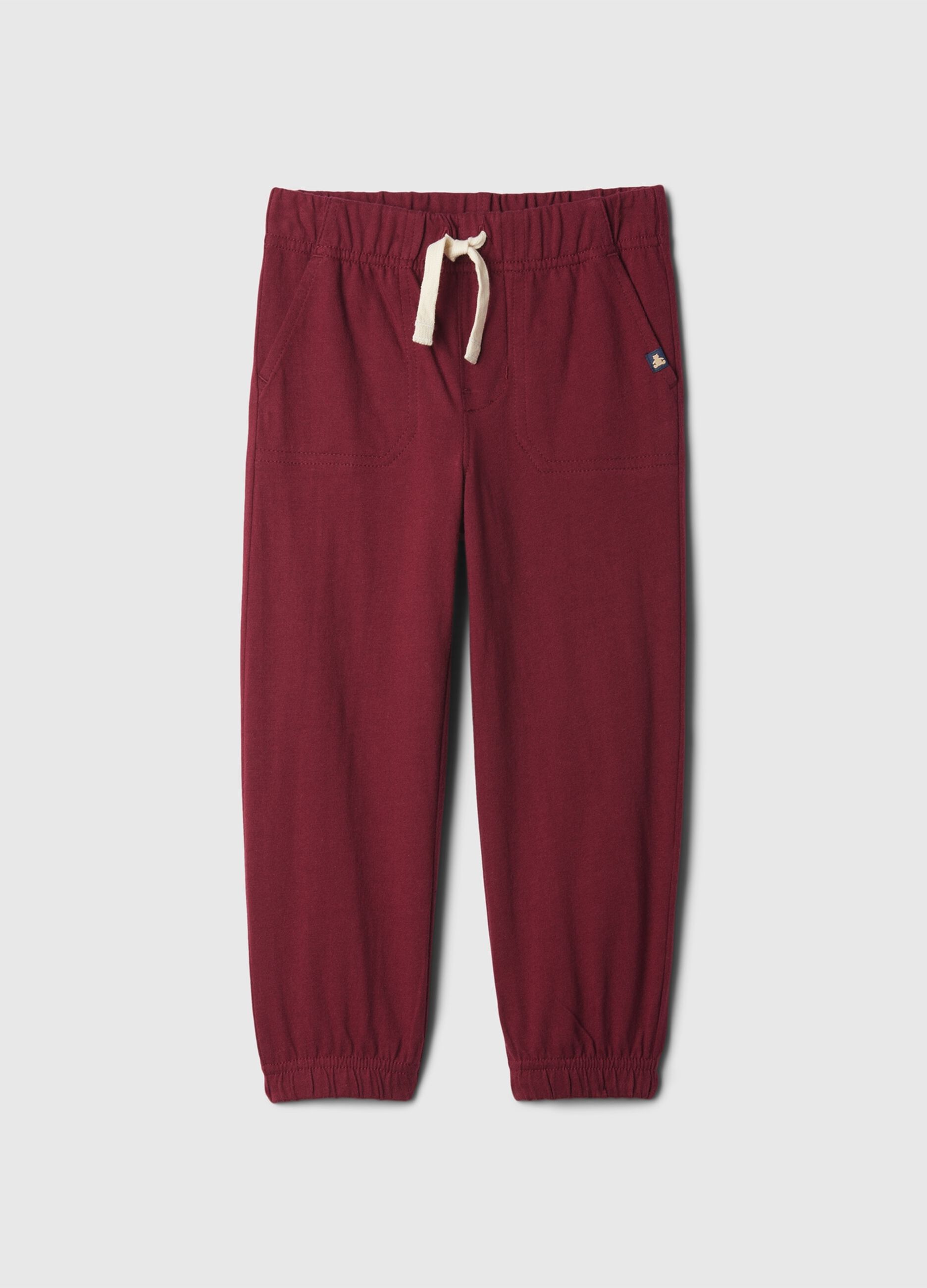 Fleece joggers with drawstring and elasticated edging