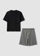 Black and grey pure cotton boys&rsquo; co-ord set with print, oversized fit_1