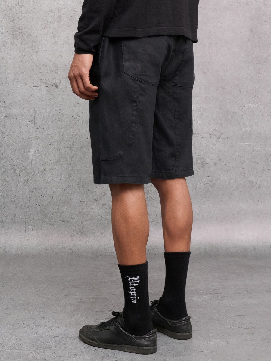 100% Linen Shorts Black_2